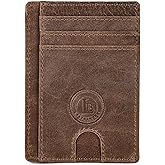 Leatherboss Genuine Leather Slim Card Holder Wallet for Men & Women | Minimalist Front Pocket Wallet | Multiple Card Slots, Cash Compartment & ID Window | (Brown)