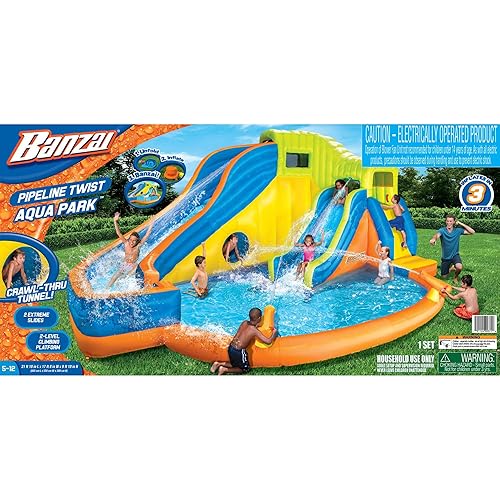 Banzai Pipeline Twist Kids Inflatable Outdoor Backyard Waterpark