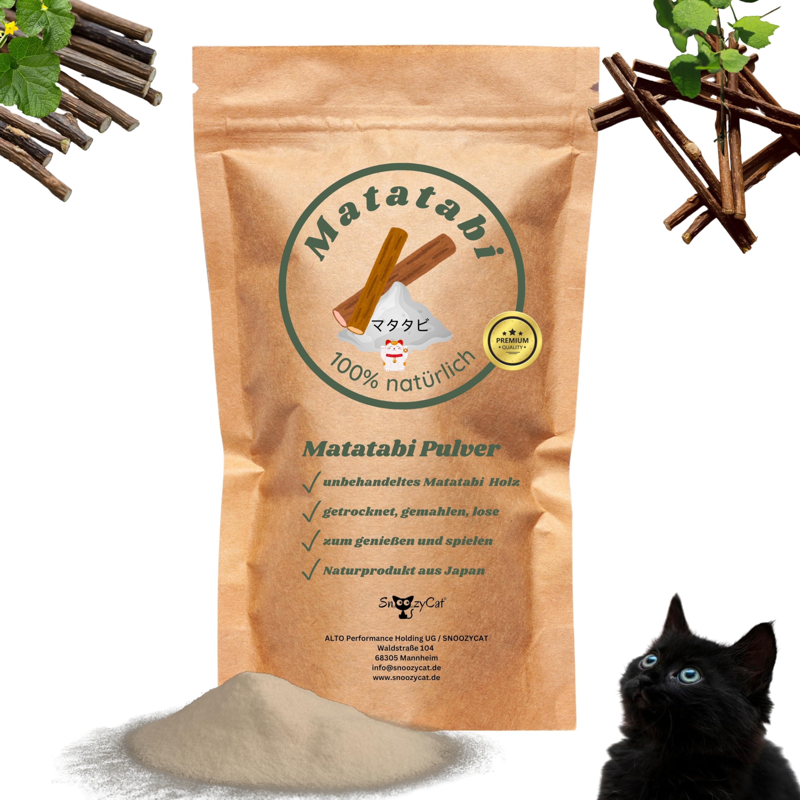 SNOOZYCAT Matatabi Powder with Catnip for Cat Cushion Refill 30 Grams Natural Fragrance Ground from Natural Matatabi Wood
