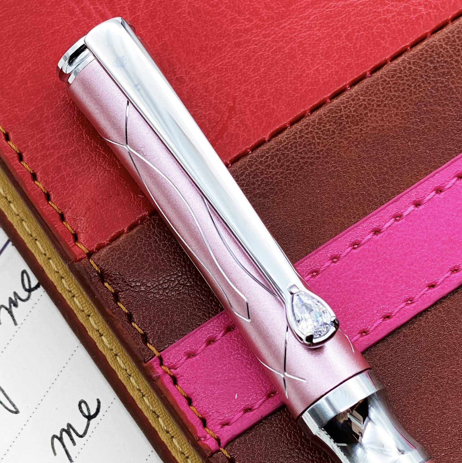 LACHIEVA LUX Nice Elegant Crystal Executive Metal Ballpoint Pen with German-made Refills, Luxury High end Writing Instruments for women-pink — image 1