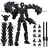 8inch T13 Assembly Completed Action Figure Set,T13 Multi-Jointed Movable There is a 3D Printed Dragon on his Body,for Collectors Desktop Decorations t-13 Movability 3D Printed Toys (Black)