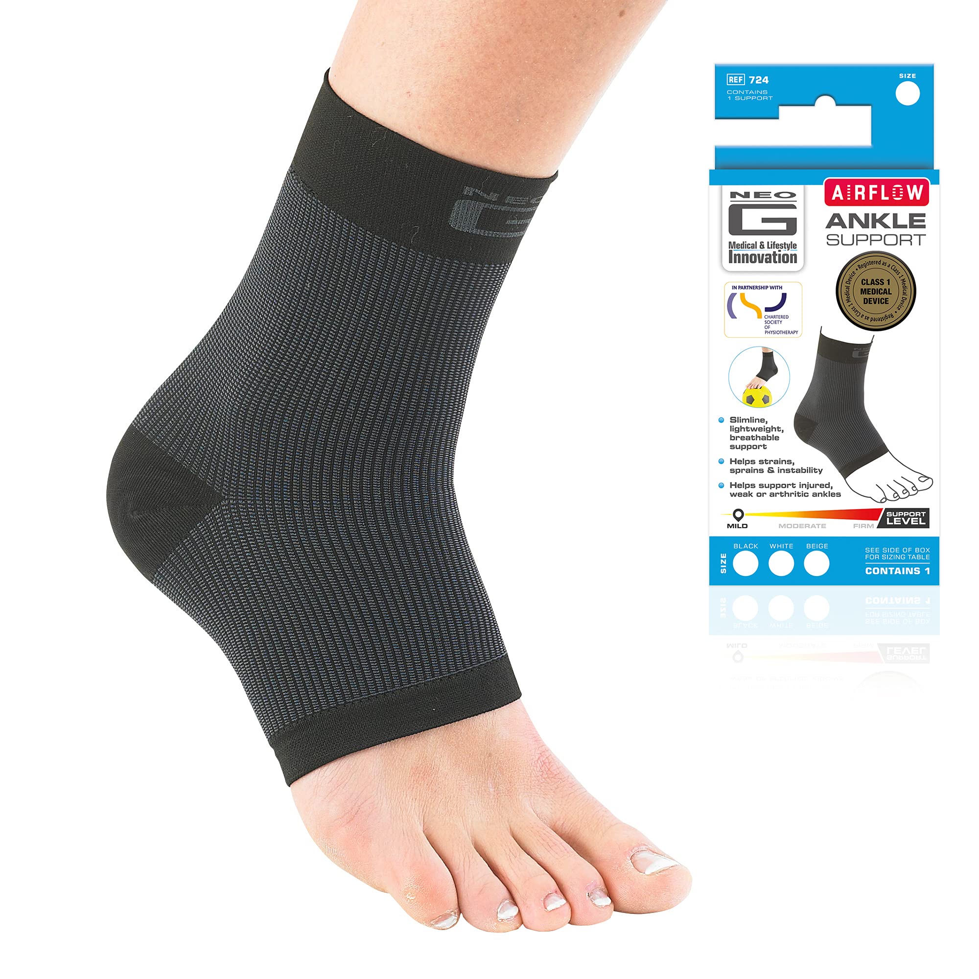 Neo-G Ankle Support Running, Sports, Daily Wear - Ankle Brace, Achilles Tendonitis Support, Sprained Ankle Supports for Weak Ankles and Joint Pain - Ankle Compression - Airflow - XL - Black