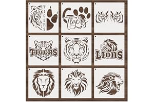 yhslmh Lion Tiger Stencils for Painting on Wood Reusable Animal Spray Paint Stencil for Kids Crafts Canvas Furniture Wall Drawing Card Making Pattern Decorative (Lion Tiger)