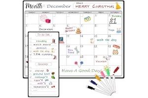 LORTARL Magnetic Dry Erase Refrigerator Calendar with Markers - 15" x 11" Monthly Fridge Calendar and Today List, Fridge Whiteboard with Back Magnet