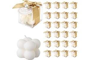 ACITHGL 30 Sets Fully Assembled Small Bubble Candle Party Favors for Guests Bulk Bridal Showers Favors Candles with Stylish Ribbons Thank You Cards Gifts (Gold)