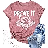 Teacher Shirt Women Reading Book Graphic Tees Tops Prove It Text Evidence Letter Print Shirts Tops