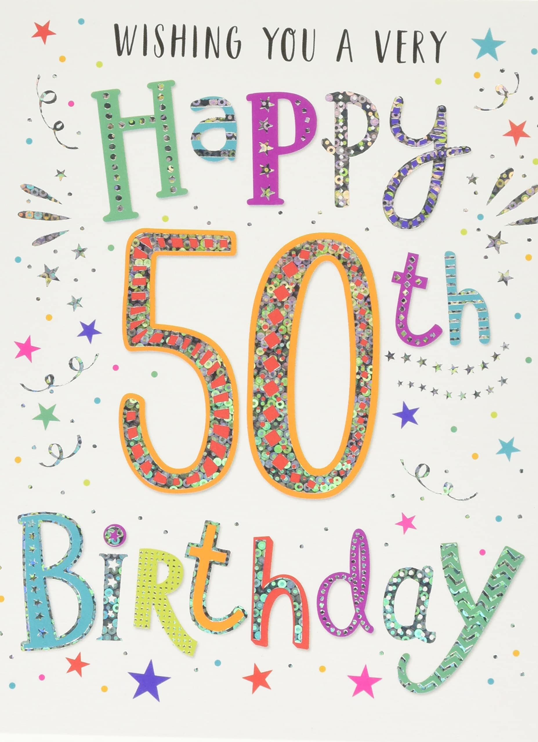 Regal Publishing Modern Milestone Age Happy Birthday Card 50th - 8 x 6 inches,White Smoke