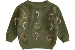 Nokpsedcb Baby Girl Boy Cute Gingerbread Man Embroidery Long Sleeve Oversized Sweater Newborn Infant Christmas Outfits