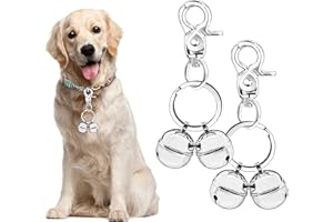 WHIMSII Cat & Dog Collar Bell, Pack of 2, Extra Loud Dog Bell for Pet Tracking & Saving Wildlife, Birds, Durable Iron Split Ring & Lobster Bell Clip