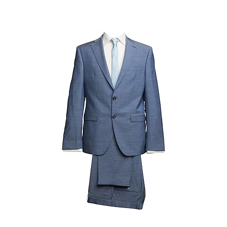 Barutti Anzug Sakko Tarso N AMF Hose Tosco Hellblau Meliert Tailored Fit Tailliert Geschnitten Seitenschlitze Schurwolle Misc