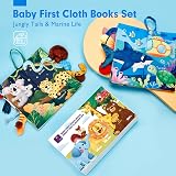 hahaland 2 Pcs Sensory Baby Books 0-6 Months Soft Squeaker Crinkle Red view 2