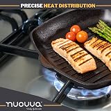 nuovva Pre Seasoned Cast Iron Griddle Pan Square 28cm Enamelled Grill view 6