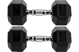 Fitvids Hex Dumbbells Rubber Coated Hand Weights Pairs for Exercises and Fitness, Multiple Sizes