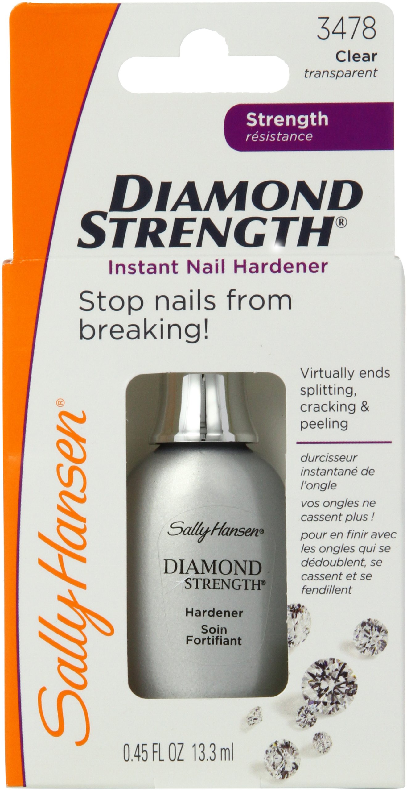 Sally Hansen Diamond Strength Instant Nail Hardener, 3478 Clear, 0.45