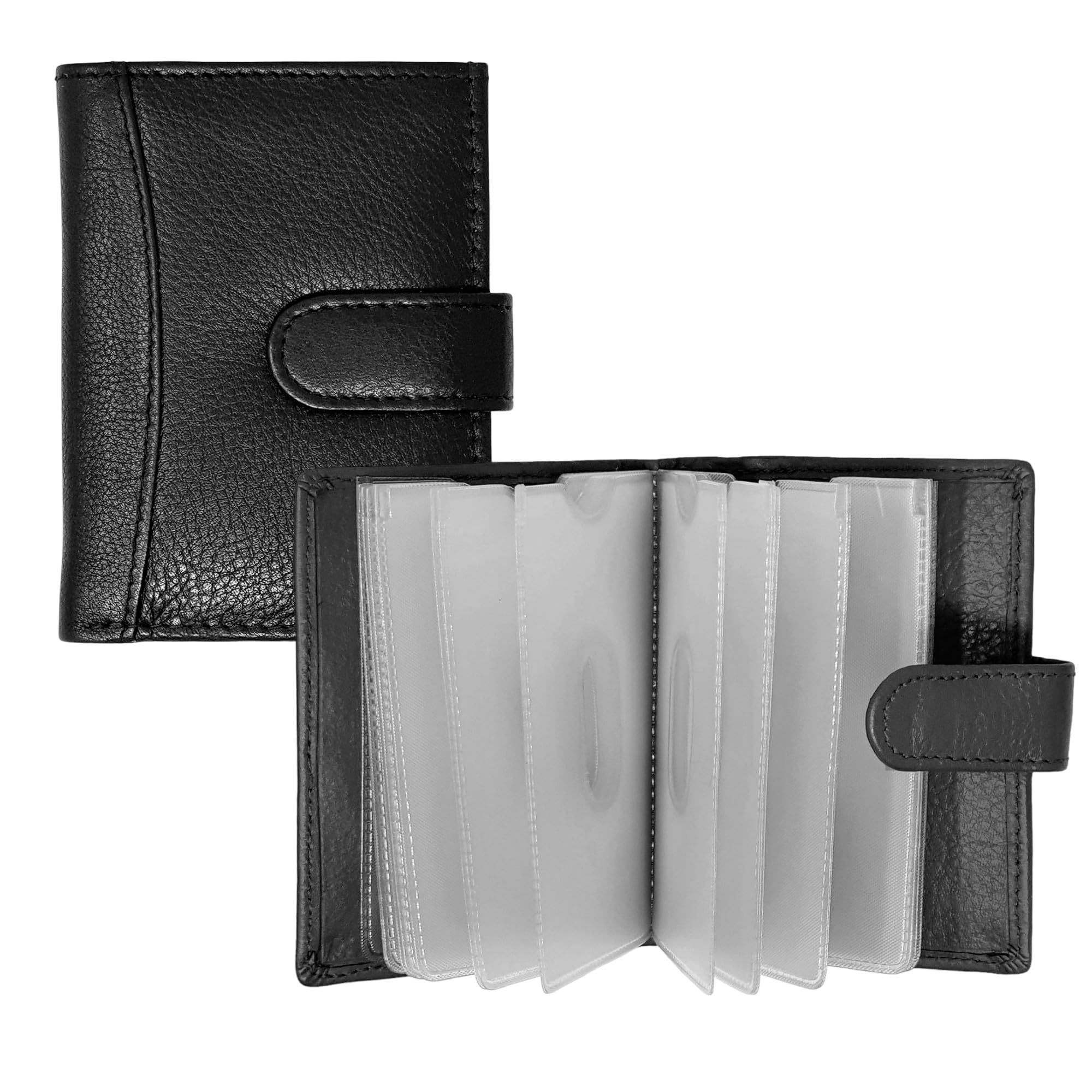 RAS Men Women Soft Genuine Leather Credit Card Holder Wallet with A Banknote Compartment 601 Black