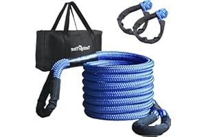 Tether Tite Kinetic Recovery Tow Rope (36000lbs) with 2 UHMWPE Soft Shackles (40000lbs), Heavy-Duty Offroad Snatch Strap, Vehicle Recovery kit for Jeep car Truck ATV UTV SUV (Royal Blue, 7/8'x20')