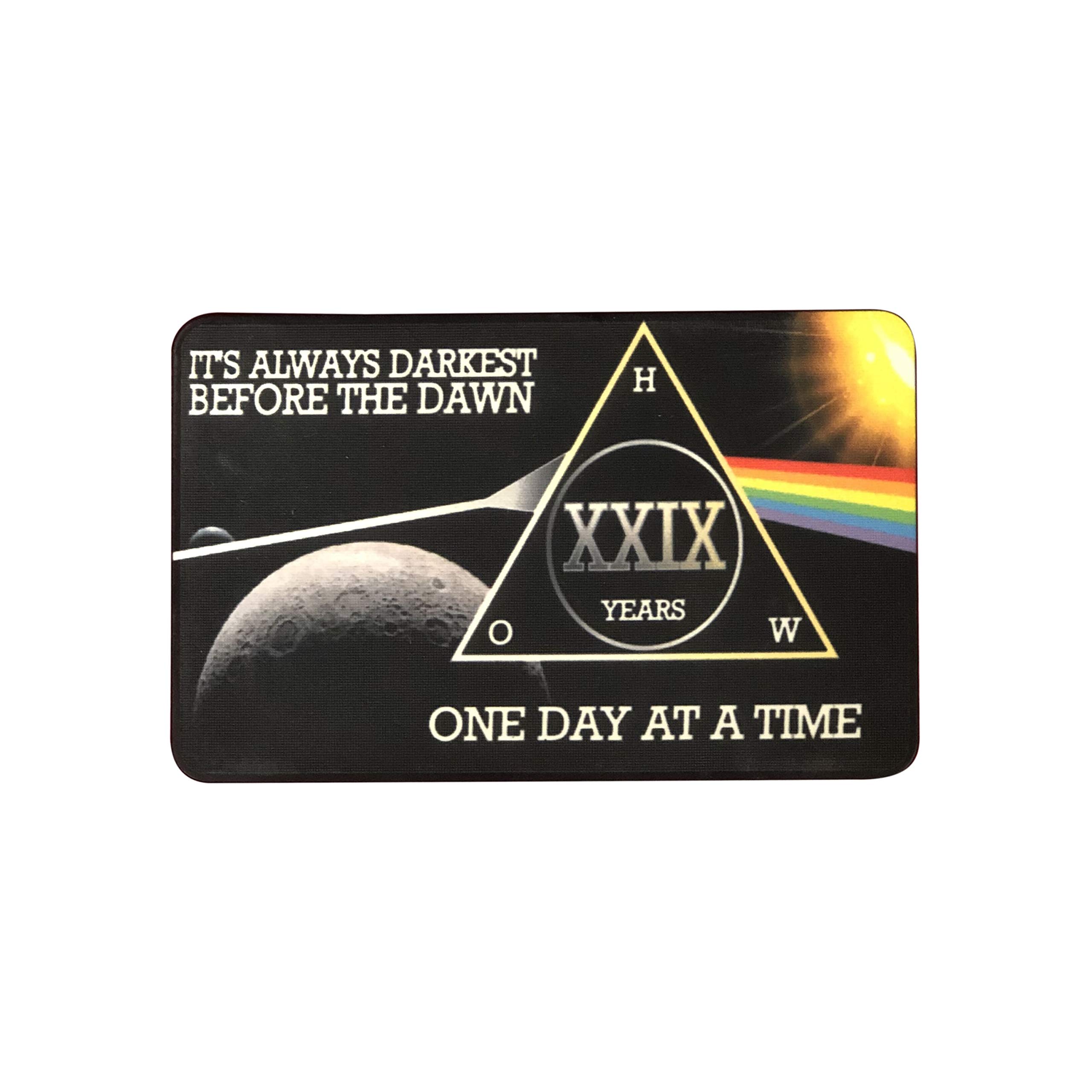 MyRecoveryStore Dark Moon One Day at A Time AA Sobriety Chip Includes 7th Step Prayer (Years 1-50 Offered) Square Recovery Chip (Year 29)
