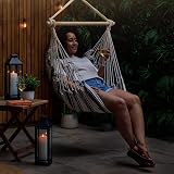 VonHaus Hanging Chair Outdoor with Attachments Blue White Stripe 1 Seater view 3
