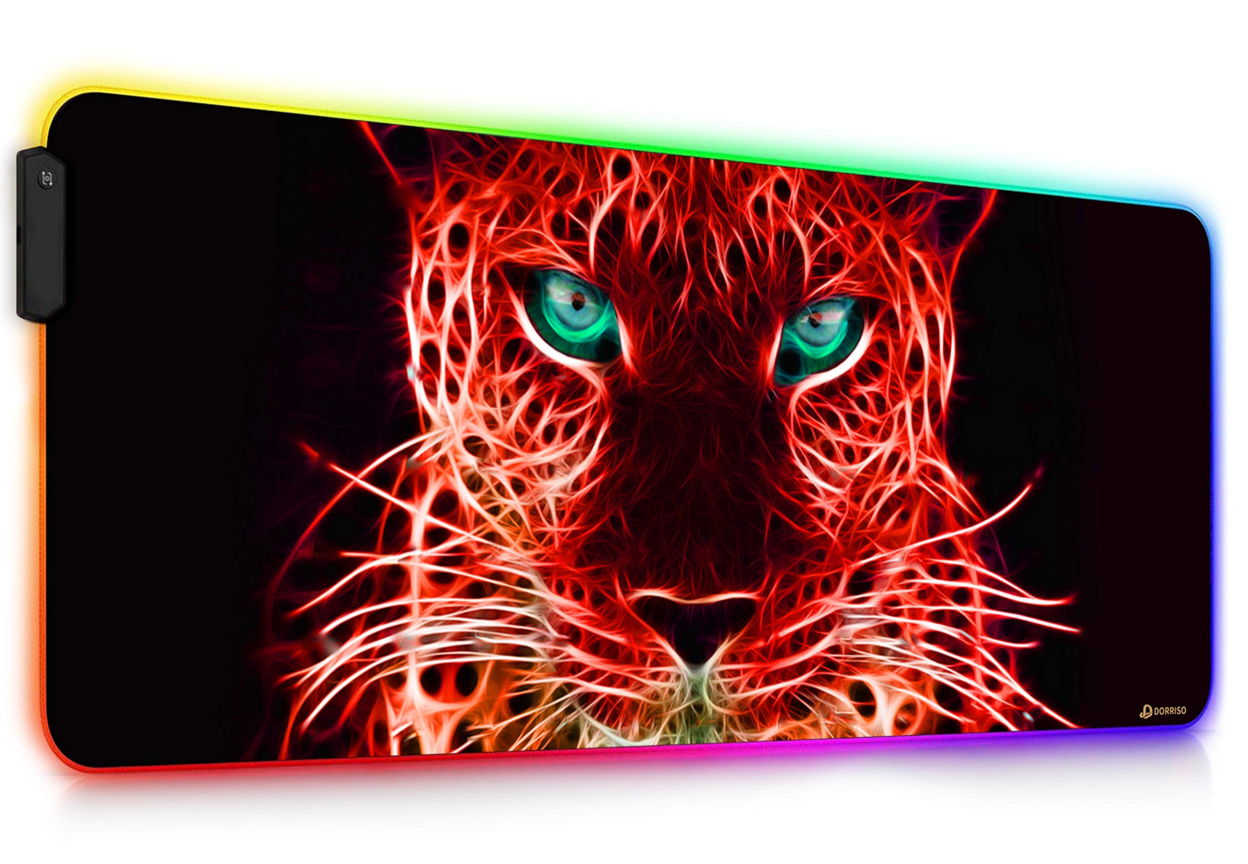 DORRISO Mouse Pad RGB Gaming Mouse Mat New Large 900x400x4mm XXL 12 Glowing Modes LED Extended Mousepad Anti-Slip Rubber Base Keyboard Soft Mouse Pads for Computer Laptop PC Desk Gaming Mousepad