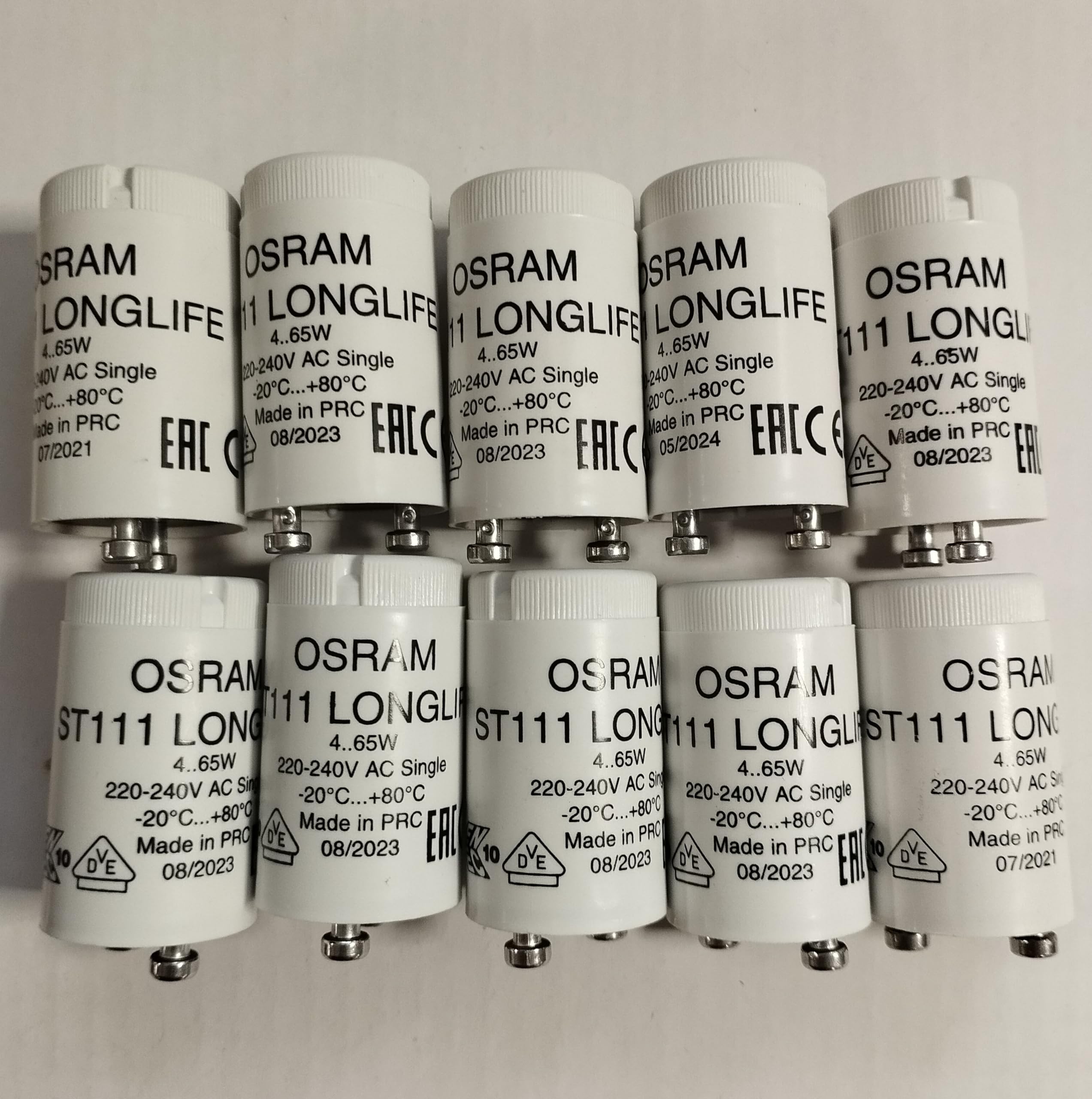 Osram Pack of 10 ST111 Longlife Starters for 4-80 W Fluorescent Tubes