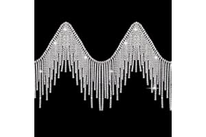 JUWAIRE Rhinestone Fringe Rhinestone Trim Rhinestone Ribbon Rhinestone Fringe Belt Rhinestone Fringe Trim Rhinestone Chain Tassel Strips Beaded for DIY Decoration Valentine's Day (0.5 Y)