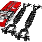 [Premium] 2 Pack 1/2”x13.4” Heavy Duty Jaw and Jaw Turnbuckle, 2200 lbs Working Load Limit, Weather Resistant, Durable Black Turnbuckle for Wire Rope Tension, Shade Sail Hardware, Sun Shade Tent