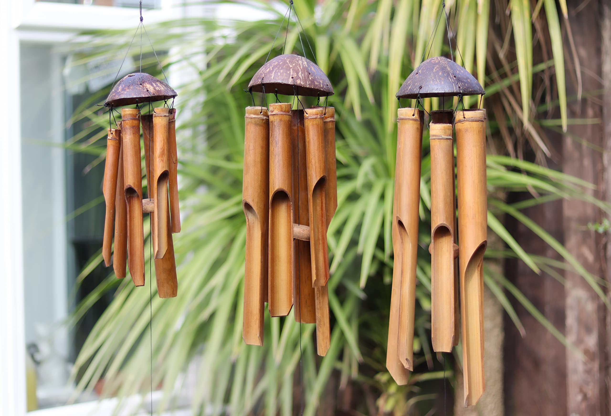 Bamboo Wind Chime Fair Trade - Hand Carved Hanging Accessory (50cm)