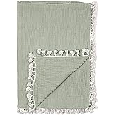 Crane Baby Green Muslin Baby Blanket, 6-Layer Cotton Baby Swaddle, Soft Cotton Lightweight Nursery and Stroller Blanket for Baby Boys & Girls, Fern Green, 30" x 40"