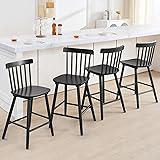 ClinQ Windsor Wooden Black Bar Stools Set of 4 for