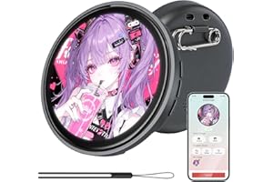 Digital Pin, Digital Badge with Touch Screen LED Display, Customizable Anime Style Wearable, Smart Button for FIFA World Cup Footbal Party, Cosplay, Fandoms（For <8MB MP4, Multi/Single Imgs, Marquee）