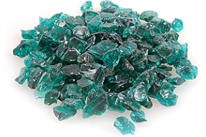 Shiny Stone High Luster Reflective Fire Glass Gravel,Fire Gems,Fire Drops,Fire Glass Rocks Chips for Fire Pit Fish Tank Aquarium Garden,1-2cm(3/8''-6/8''),540g/1.19lbs (Turquoise)
