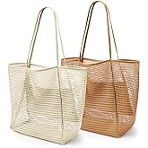 KALIDI BeachNylon Mesh Tote Bag, Casual Tote Bag Hobo Women Foldable MAX 23L Shoulder Bag For Beach Picnic Vacation