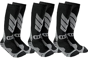 wanchel Warm Kids Ski Socks - 2 Pairs Merino Wool Skiing Socks, Winter Warm Snowboard Thermal Socks For Boys Girls Toddlers