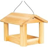 Bird Feeders for Outdoors Wood Hanging Bird Feeder for Cardinals, Finches, Chickadees