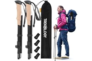 TREKOLOGY Trekking Poles – Adjustable, Collapsible Hiking,Walking Sticks for Men & Women, Lightweight Folding Poles for Backp