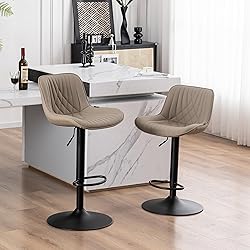 YOUTASTE Khaki Bar Stools Set of 2 Modern Faux