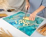 Kitchenville Turquoise Glass Chopping Board 40x30cm Tempered Heat Resistant view 5