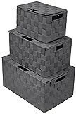 Sorbus Set of 3 Hand-Woven Storage Baskets with