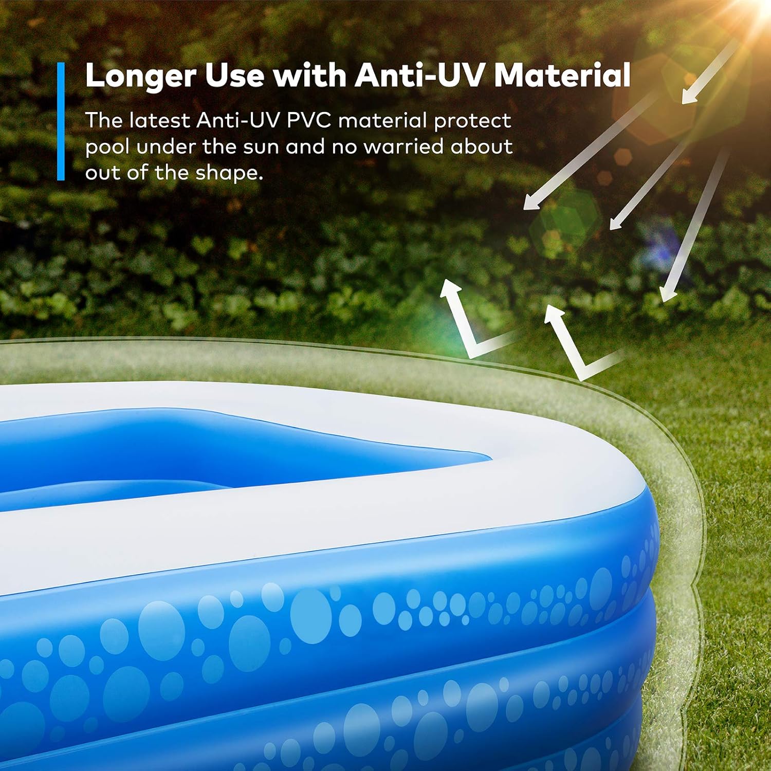 Inflatable Swimming Pool, Hesung 118" X 69" X 21" Full-Sized Family Kiddie Blow up Pool for Kids, Adults, Baby, Children, Thick Wear-Resistant Big Above Ground, Garden, Backyard Water Party for Age 3+: Garden & Outdoor