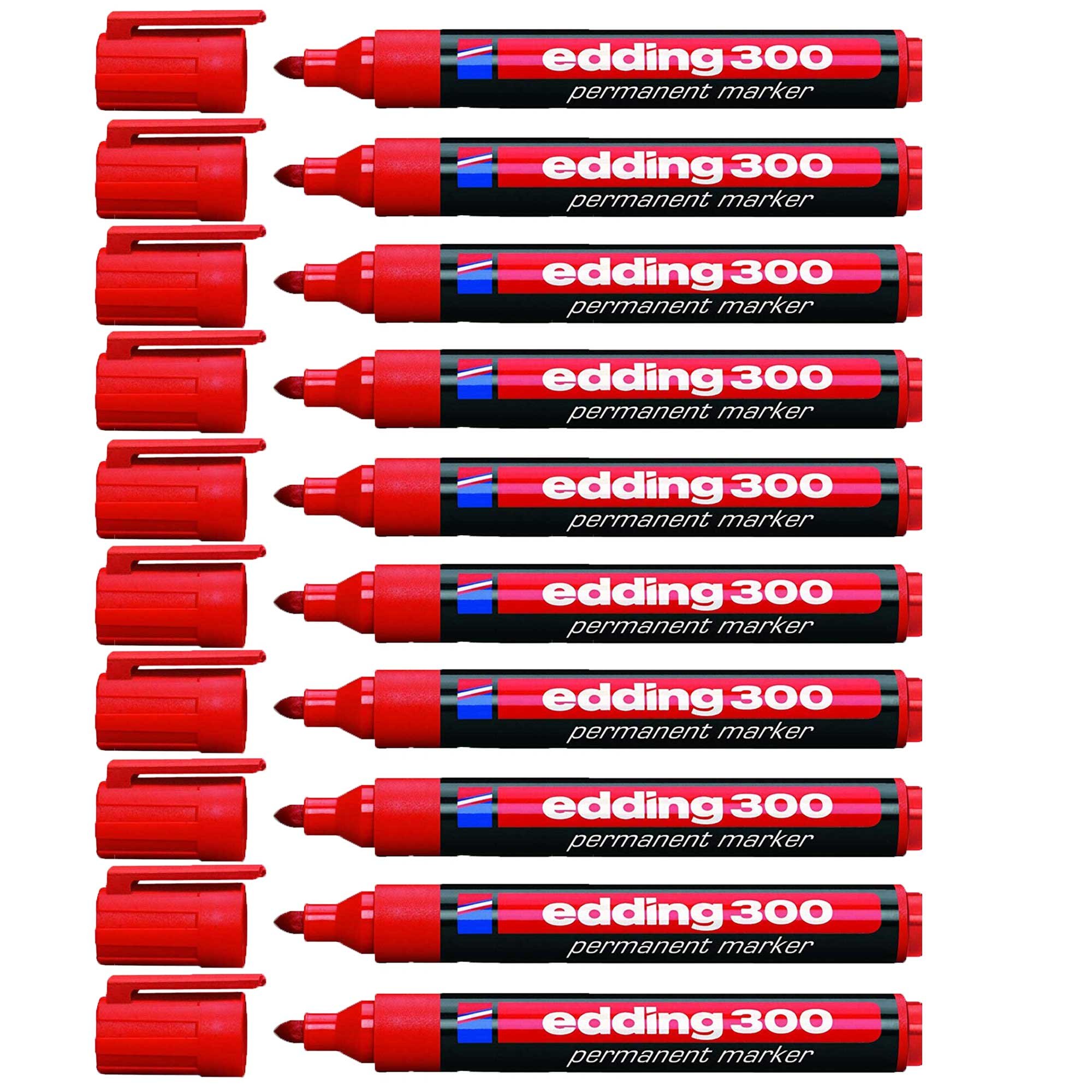 edding Permanent Marker 300 Red 4-300002 Ve=10