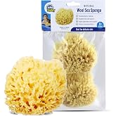 Baby Buddy Absorbent Natural Bath Sponge, Ultra Soft Premium Sea Wool Sponge, Soft on Baby's Tender Skin, Bath Accessories Baby and Kids, Infant Bath, Biodegradable, Hypoallergenic, Brown 4in, 2 Pack