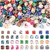 Sparkeads 190 Pcs 19 Styles Clay Column Beads Tube Printed Beads Cylinder Loose Spacer Craft Beads Bulk for Bohemian Jewelry DIY Friendship Bracelet Women Necklace Earring Accessory,5.5-7 mm