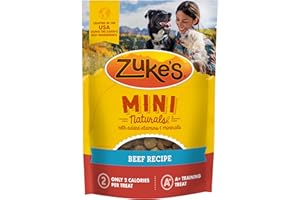 ZUKE'S Zuke’s Mini Naturals Soft And Chewy Dog Treats For Training Pouch, Natural Treat Bites With Beef Recipe - 6 oz. Bag