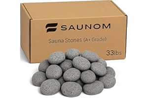 SAUNOM Premium Sauna Rocks for Electric and Wood Burning Sauna Heaters — 33lbs A+ Grade Natural Vulcanite — Crack Resistant &