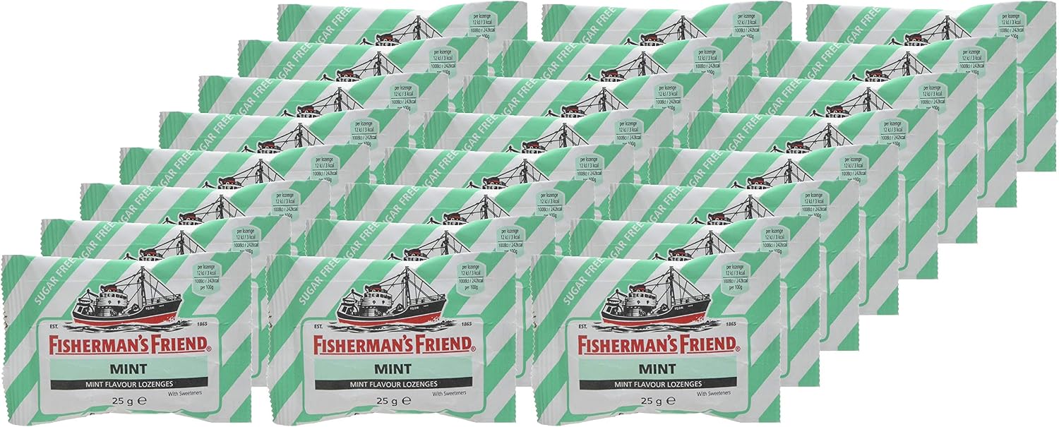 Fishermans Friend Mint Sugar Free Extra Strong Menthol Lozenges, Pack of 24 (25 g), Black, 11.9 cm x 10.4 cm x 19.1 cm - Image 5