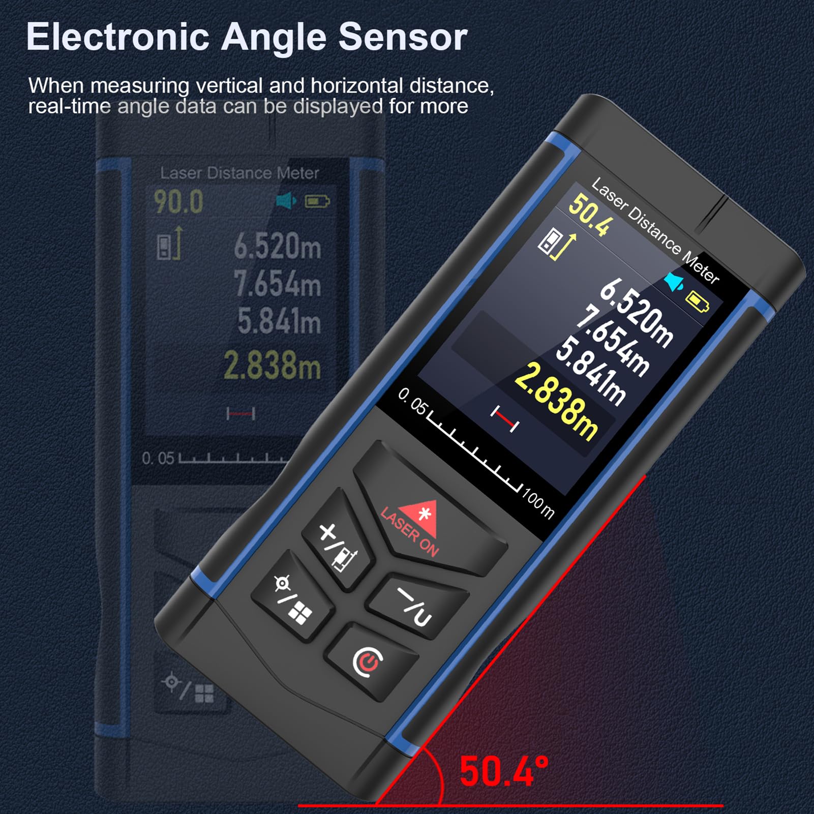 S.Fine 100m Laser Entfernungsmesser mit 6-Fach Kamera, ±2mm Genauigkeit, Elektronische Wasserwaage, Echtzeit-Winkelanzeige, Outdoor & Indoor Distanzmessgerät inkl. Stativ 7