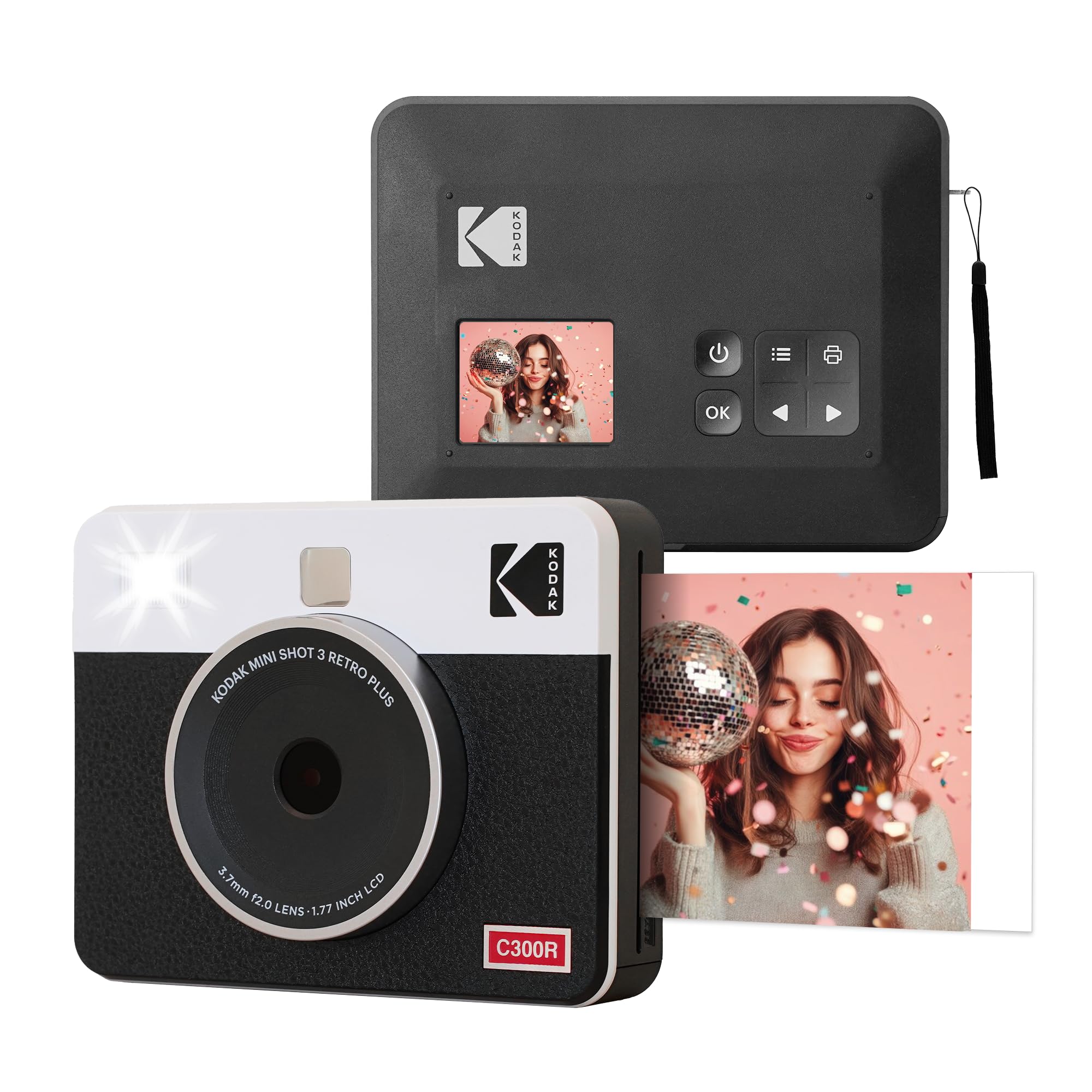 Kodak Mini Shot 3 Retro - Portable Instant Camera and Photo Printer – 2-in-1 Printer Compatible with iOS & Android – Bluetooth Connection - (7.6 x 7.6 cm) - White