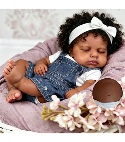 Anano 48cm Reborn Baby Junge Puppe Schwarze Hautfarbe Realistische Babypuppe Gemischte Rasse Afroamerikanisch Reborn Toddler Mit Weichem Haar Für Kinder 3
