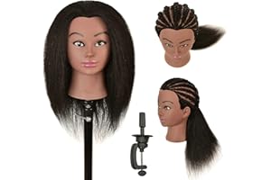 LOHXINHAIR Real 100% Human Hair Mannequin Head with Stand for Hairdresser Practice Braiding Styling Cosmetology Manikin Doll Training Head