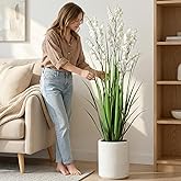 Ttranewsoo Artificial Tall Grass Plants with Pots 36" 1 Pack Lily of The Valley Artificial Grass Home Interior Decorating and Outdoor Garden Decorations(White)
